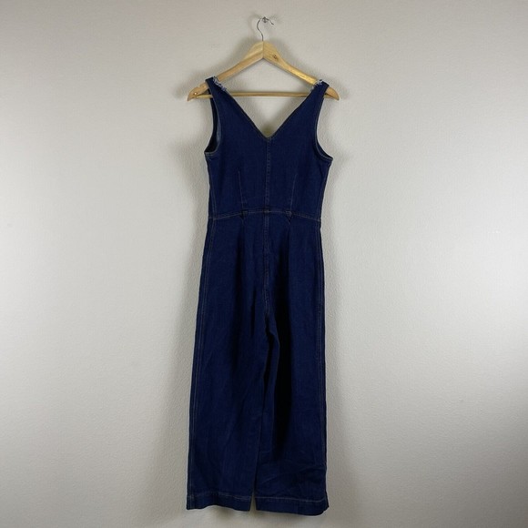 Universal Threads Denim Jumpsuit Womens 4 Sleeveless Button Front Frayed Boho - Picture 7 of 12